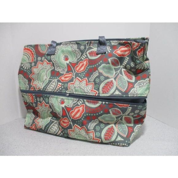 *Vera Bradley Nomadic Floral Design Green And Pink Polyester Tote - Picture 2 of 7